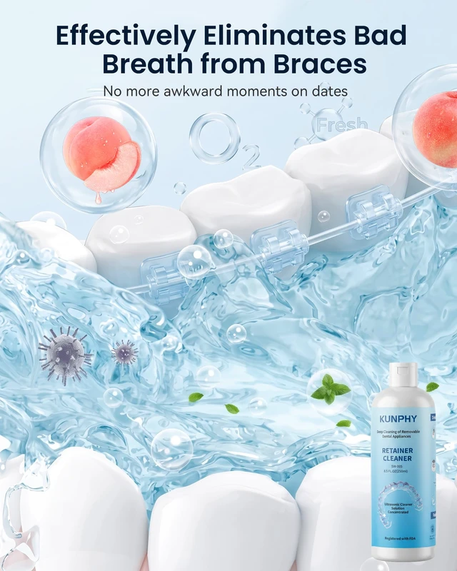 Alt view image 6 of 7 - Ultrasonic Retainer Cleaner Solution for Ultrasonic Denture Cleaner-Professional Cleaning of Retainers, Invisible Aligners, Mouth Guards, Night Guards, Remove Odors, Discoloration & Stains 8.5oz