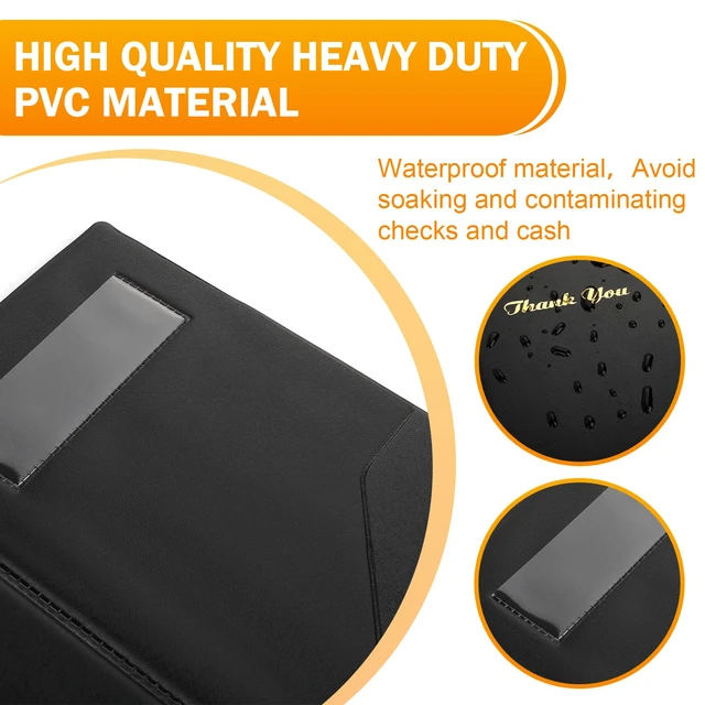 Alt view image 5 of 6 - 20 Pcs Server Books, Check Presenters for Restaurants PVC Server Books for Waitress, Guest Check Holder with Money Pocket, Fit Server Apron, Black