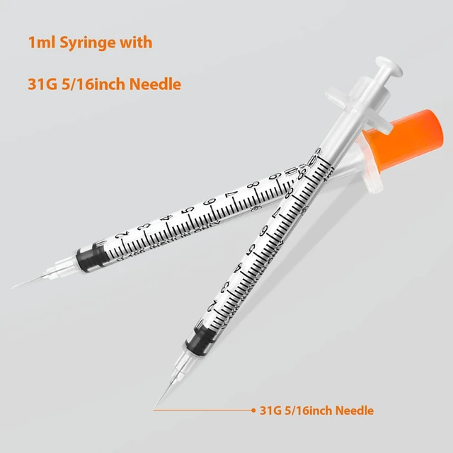 Alt view image 3 of 7 - 100 Pack U-100 1cc 31 Gauge 5/16 Inch Syringes with Needle Individually Packed, Premium Construction, Leak-Resistant Design, Easy-to-Read Markings