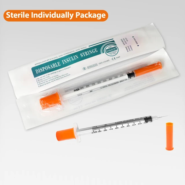 Alt view image 4 of 7 - 100 Pack U-100 1cc 31 Gauge 5/16 Inch Syringes with Needle Individually Packed, Premium Construction, Leak-Resistant Design, Easy-to-Read Markings