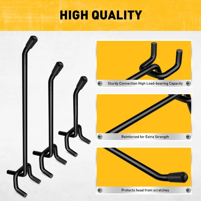 Alt view image 5 of 7 - 66-Piece 2/4/6 Inch Extra Thick Pegboard Hooks, Heavy Duty Peg Board Organizer Accessories, Peg Board Tool Hangers Fit for 1/4" Pegboard Hanging Tools Garage, Workshop, and Craft Storage
