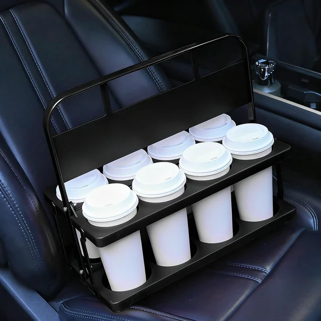 Alt view image 5 of 7 - Reusable Drink Carrier with Handle for Food Delivery Drivers, Portable 8 Cup/Coffee Holder Accessories for Delivery, Foldable Drinks Caddy with Tray, Car Durable Plastic Festive Bottle, Vacation