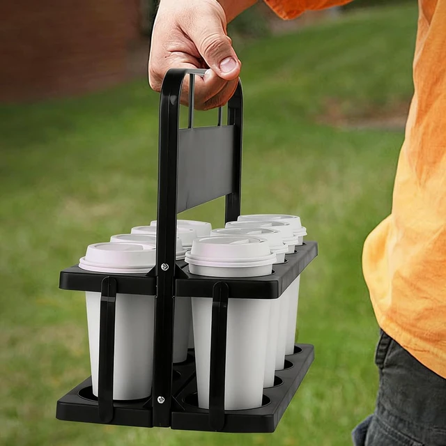 Alt view image 7 of 7 - Reusable Drink Carrier with Handle for Food Delivery Drivers, Portable 8 Cup/Coffee Holder Accessories for Delivery, Foldable Drinks Caddy with Tray, Car Durable Plastic Festive Bottle, Vacation