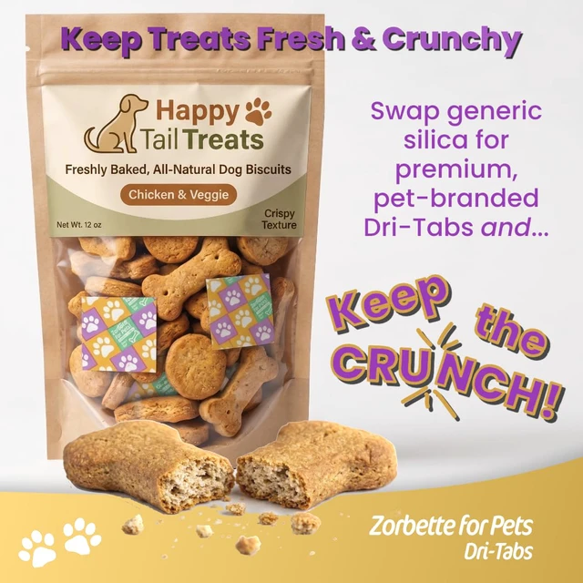 Alt view image 2 of 7 - Paw Print Edition Food-Safe Desiccant Dri-Tabs 500 Count Sustainable Moisture Absorbers for Pet Bakeries, Baked Dog Biscuits, and Dehydrated Treats Extends Shelf Life & Preserves Crunch