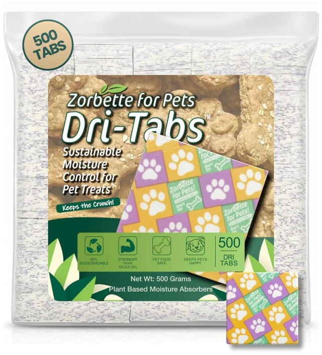 Main image of Paw Print Edition Food-Safe Desiccant Dri-Tabs 500 Count Sustainable Moisture Absorbers for Pet Bakeries, Baked Dog Biscuits, and Dehydrated Treats Extends Shelf Life & Preserves Crunch