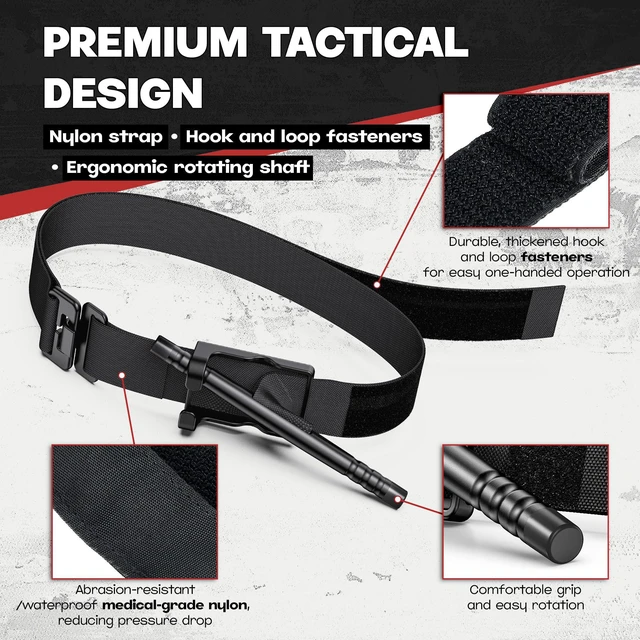 Alt view image 4 of 7 - Qen Tourniquet for Severe Bleeding Control, Gear for First Aid Kits and Tourniquet Kits, Suitable for Emergencies, One-Handed Operation (Black)