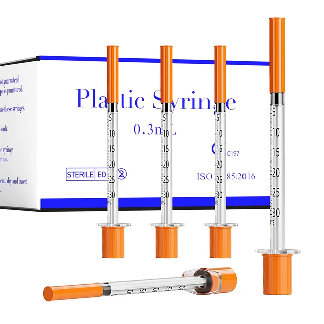 Main image of 20 Pack U-100 0.3ml Lab Syringe, 31G 1/4 Inch (0,25 x 6mm) Disposable Syringes Supplies, Individually Wrapped