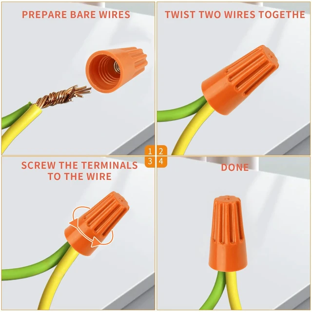 Alt view image 5 of 6 - 600 Pcs Orange Wire Connectors Nuts, Electrical Wire Caps Insulated 18-16 AWG, Twist-On Nuts Screw Wires Cap Small, for Home Electric Wiring, DIY Repairs & Commercial Use, Assortment Available