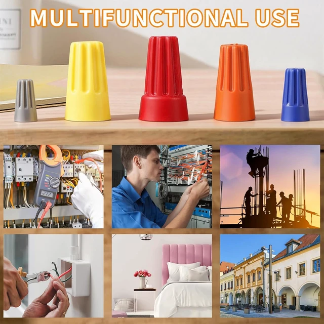 Alt view image 6 of 6 - 600 Pcs Orange Wire Connectors Nuts, Electrical Wire Caps Insulated 18-16 AWG, Twist-On Nuts Screw Wires Cap Small, for Home Electric Wiring, DIY Repairs & Commercial Use, Assortment Available