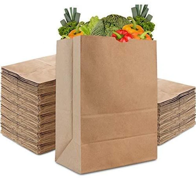 Main image of 57 Lb Kraft Paper Bag (100 Count) Heavy Duty, Large Brown Paper Grocery Bags for Food Shopping, Recycling, Trash, Bulk Pack Size