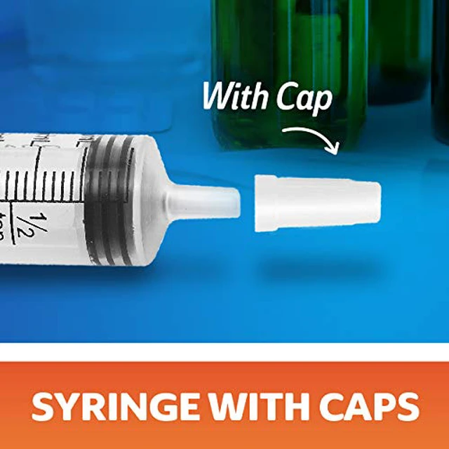 Alt view image 5 of 5 - 10ml Oral Syringe With Cap (100 Pack) | Oral Dispenser Without Needle, Luer Slip Tip | Individually Wrapped Medicine Dropper For Infants & Pets