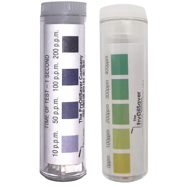 Main image of Restaurant Sanitizer Test Kit Combo, 2 x Vial of 100 Strips Each QR5 Quat Sanitizer 0-400PPM & Chlorine Test Strips 0-200PPM Testing Kit for Food Service, Bar & Restaurants Supplies by FryOilSaver Co