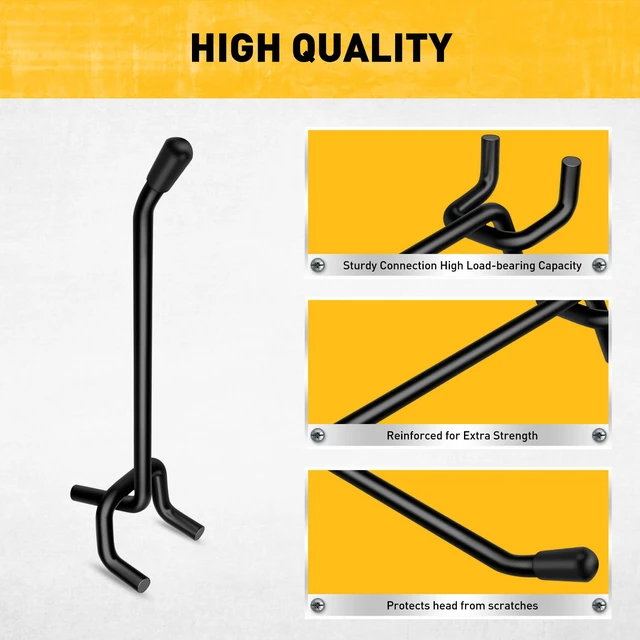 Alt view image 5 of 7 - 60-Piece 4 Inch Extra Thick Pegboard Hooks, Heavy Duty Peg Board Organizer Accessories, Peg Board Tool Hangers Fit for 1/4" Pegboard Hanging Tools Garage, Workshop, and Craft Storage