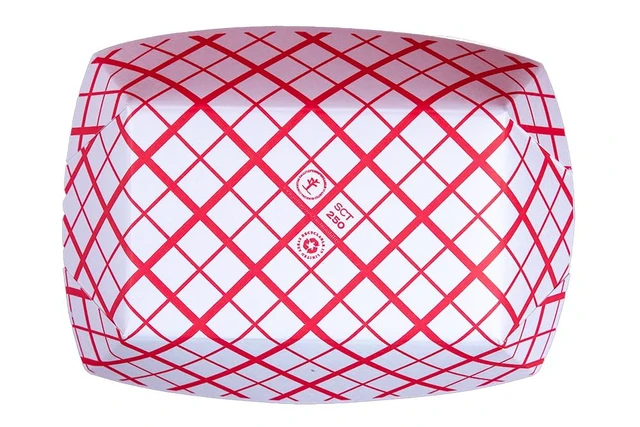 Alt view image 2 of 7 - 0421 #250 Southland Paperboard Food Tray, 2-1/2 lb Capacity, Red Check (Case of 500)