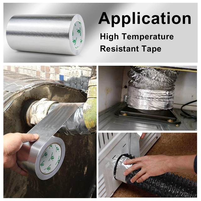 Alt view image 5 of 7 - Adhesive Aluminum Foil Heat Shield Tape 1Pack 8inch x 66ft, Barrier Fiberglass Thermal Insulation Reflective Material High Temp Protectionn