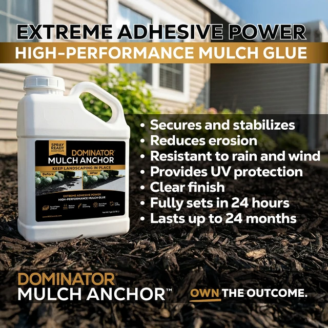 Alt view image 5 of 7 - Mulch Anchor 64oz - Mulch Glue for Landscaping | Mulch Glue Spray for Rubber Mulch, Wood Chips, Pine Straw, Cedar & Cypress | Ready to Spray Heavy Duty Landscape Glue