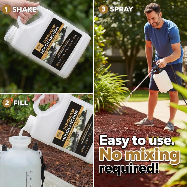Alt view image 4 of 7 - Mulch Anchor 64oz - Mulch Glue for Landscaping | Mulch Glue Spray for Rubber Mulch, Wood Chips, Pine Straw, Cedar & Cypress | Ready to Spray Heavy Duty Landscape Glue