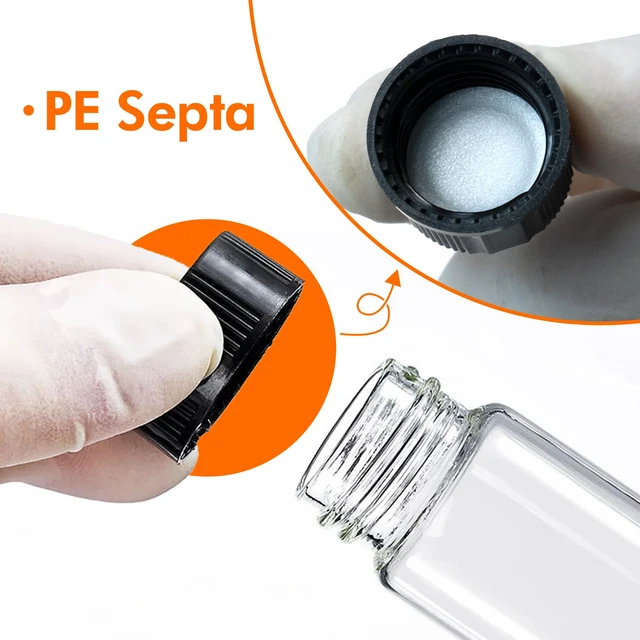 Alt view image 3 of 7 - 100 PCS 4ML Clear Small Liquid Sample Glass Vials with Screw Caps 1 Dram 15x45mm Leak-Proof Bottle for Lab, Essential Oil, Perfume, Reagent