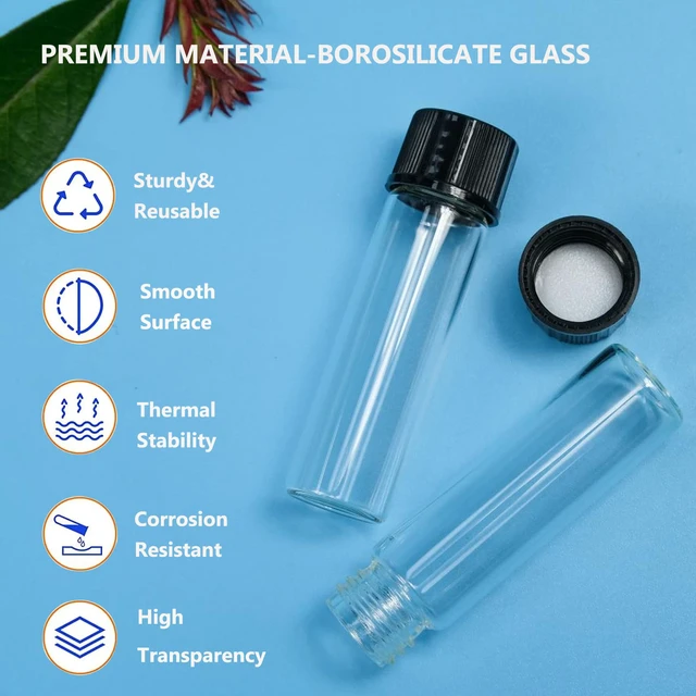 Alt view image 4 of 7 - 100 PCS 4ML Clear Small Liquid Sample Glass Vials with Screw Caps 1 Dram 15x45mm Leak-Proof Bottle for Lab, Essential Oil, Perfume, Reagent
