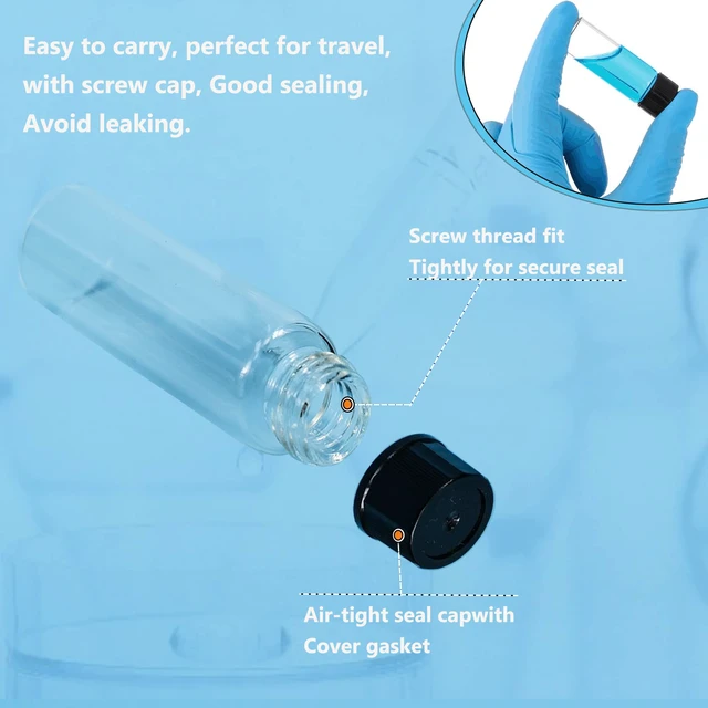 Alt view image 5 of 7 - 100 PCS 4ML Clear Small Liquid Sample Glass Vials with Screw Caps 1 Dram 15x45mm Leak-Proof Bottle for Lab, Essential Oil, Perfume, Reagent