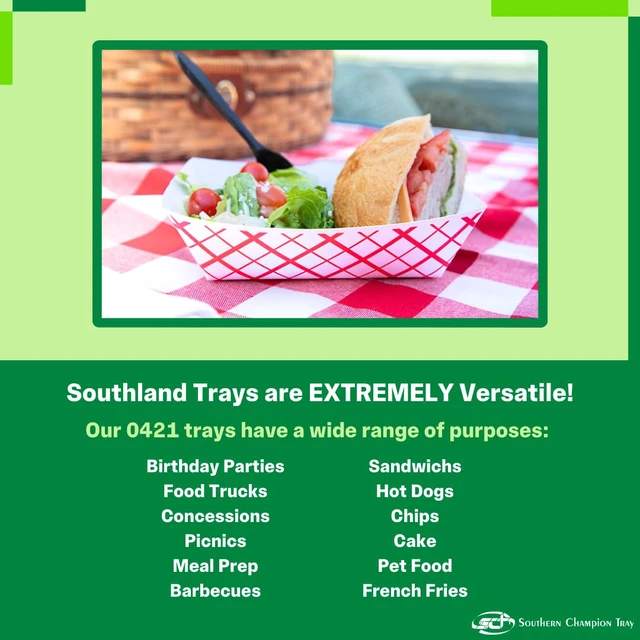 Alt view image 4 of 7 - 0421 #250 Southland Paperboard Food Tray, 2-1/2 lb Capacity, Red Check (Case of 500)