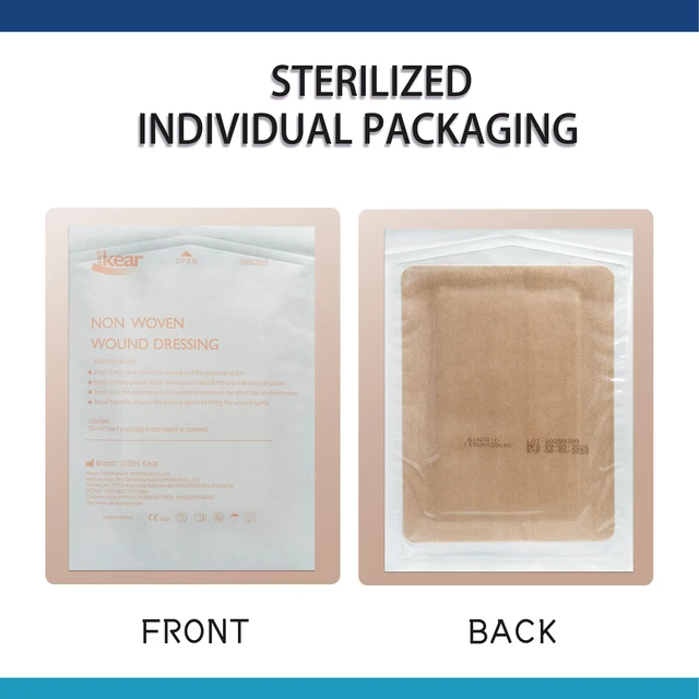 Alt view image 3 of 7 - 6"X8" 20 PCS Extra Large Sterile Nude Island Dressing Bandage for Wound - Self-Adhesive Boarded Gauze Pads - Latex Free - Professional Medical Dressing(Nude, 6"X8"-20PCS)