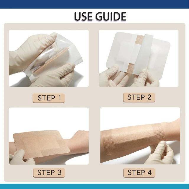 Alt view image 4 of 7 - 6"X8" 20 PCS Extra Large Sterile Nude Island Dressing Bandage for Wound - Self-Adhesive Boarded Gauze Pads - Latex Free - Professional Medical Dressing(Nude, 6"X8"-20PCS)