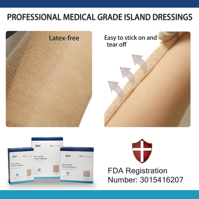 Alt view image 7 of 7 - 6"X8" 20 PCS Extra Large Sterile Nude Island Dressing Bandage for Wound - Self-Adhesive Boarded Gauze Pads - Latex Free - Professional Medical Dressing(Nude, 6"X8"-20PCS)