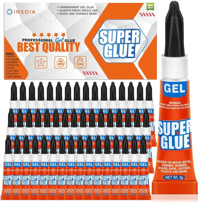 Main image of Super Glue Gel Clear, 48 x 3g, All Purpose Non-Drip Single-Use 48 single-use 3g tubes, non-drip gel, always fresh. Fast bond on plastic, metal, ceramic, glass, aquarium, shoe