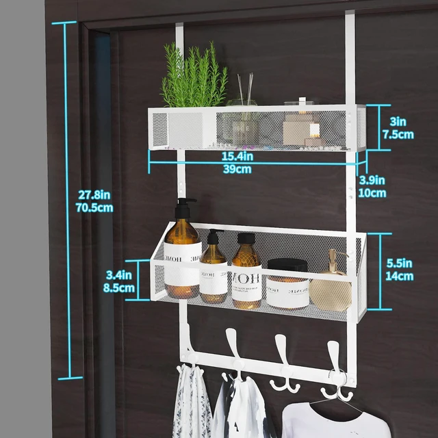 Alt view image 7 of 7 - Over The Door Hooks Organizer, Coat Rack Over The Door Storage Hanger Towel Rack, Back of Door Storage Organizer for Bathroom,Bedroom,Kitchen,Office (White, 3-Tier)