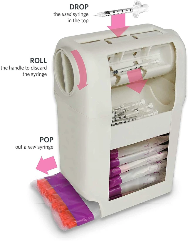 Alt view image 3 of 6 - UltiGuard Safe Pack U-40 Pet Insulin Syringes 1/2cc, 29G x 1/2", 100 Ct VetRx All-in-One Insulin Syringes and Sharps Container, Works with Any U-40 Strength Insulin for Dogs or Cats