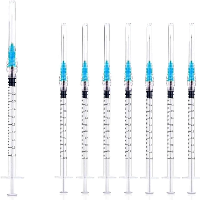 Main image of Luer lock 1ml Syringe with 23G 1inch/25mm Lab Supplies for Scientific Research, Industrial Dispensing or Liquid Measuring, 50Pack