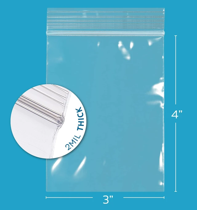 Alt view image 2 of 7 - Clear Plastic Reusable Zip Bags - Bulk Case of 1000, 3" x 4" 2 mil Thick Strong & Durable Poly Baggies With Resealable Zip Top Lock For Travel, Storage, Packaging & Shipping