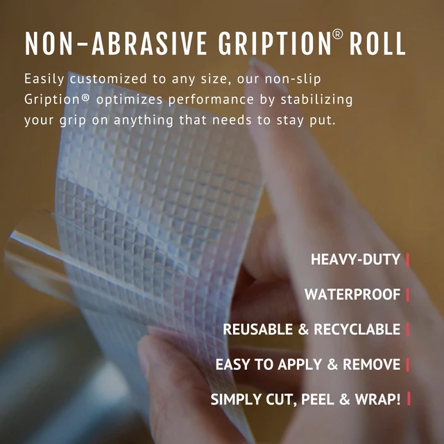 Alt view image 3 of 7 - 2"x10' 2Pk Grip Tape, Non-Abrasive, Waterproof, Black/Clear Gription's patented non-rubber material is perfect for bathtubs, stairs, ramps, walkways, floors & larger household items
