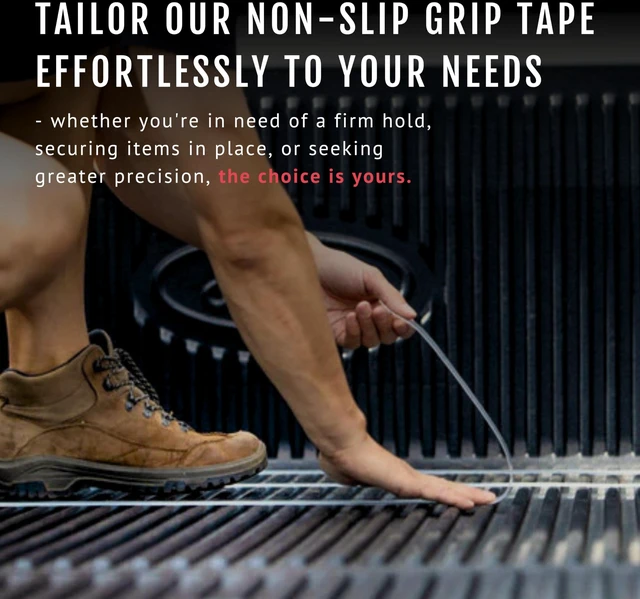 Alt view image 5 of 7 - 2"x10' 2Pk Grip Tape, Non-Abrasive, Waterproof, Black/Clear Gription's patented non-rubber material is perfect for bathtubs, stairs, ramps, walkways, floors & larger household items