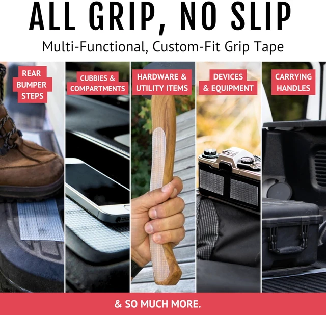 Alt view image 6 of 7 - 2"x10' 2Pk Grip Tape, Non-Abrasive, Waterproof, Black/Clear Gription's patented non-rubber material is perfect for bathtubs, stairs, ramps, walkways, floors & larger household items