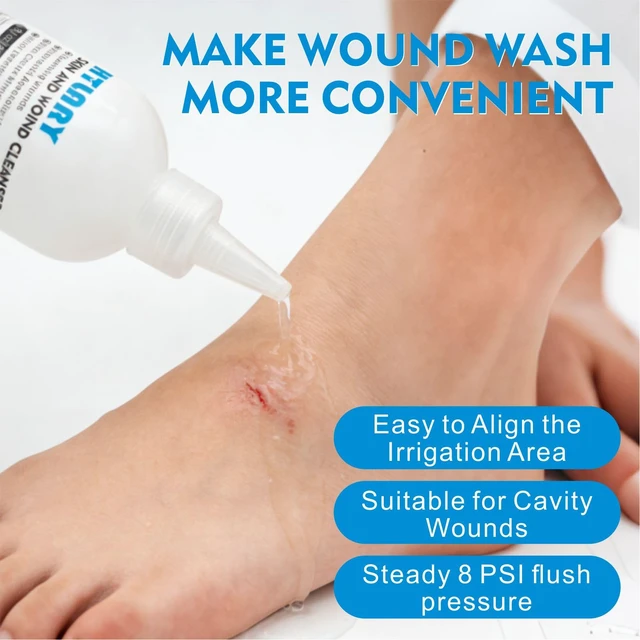 Alt view image 4 of 7 - Saline for Wound Cleanser, First Aid Wound Wash Solution 8oz/237ml Skin First Aid Wound Cleanser, Moisturizing Dressing, for Cuts, Burns and Abrasions, Skin Cleansing and Rinsing