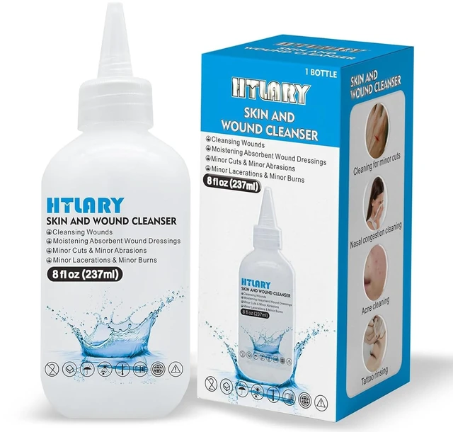 Main image of Saline for Wound Cleanser, First Aid Wound Wash Solution 8oz/237ml Skin First Aid Wound Cleanser, Moisturizing Dressing, for Cuts, Burns and Abrasions, Skin Cleansing and Rinsing