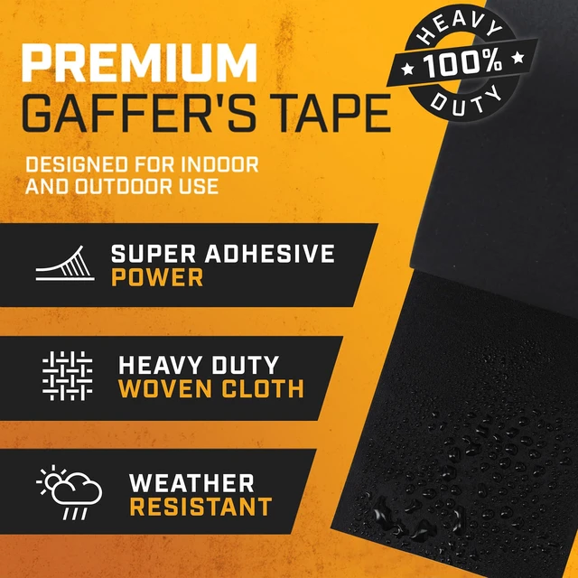 Alt view image 2 of 7 - Black Gaffers Tape 4 Inch x 30 Yards - 2 Pack Pro Matte Gaff Tape Professional Heavy-Duty Gaffer TapeNo Residue, Heat/Water Resistant, Non-Reflective, Easy TearIdeal for Photography,Studio