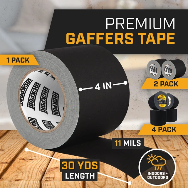 Alt view image 4 of 7 - Black Gaffers Tape 4 Inch x 30 Yards - 2 Pack Pro Matte Gaff Tape Professional Heavy-Duty Gaffer TapeNo Residue, Heat/Water Resistant, Non-Reflective, Easy TearIdeal for Photography,Studio
