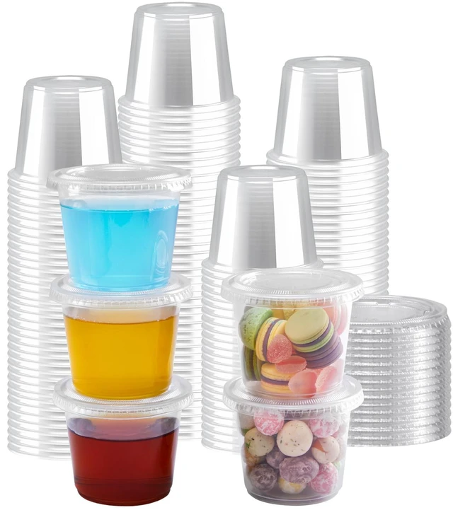 Main image of 360 Pack 5.5 oz Condiment Cups with Lids, Disposable Jello Cups Clear Plastic Jello Shot Cups with Lids, Small Portion Souffle Cups for Dipping Sauce, Salad Dressing, Jello & Takeout