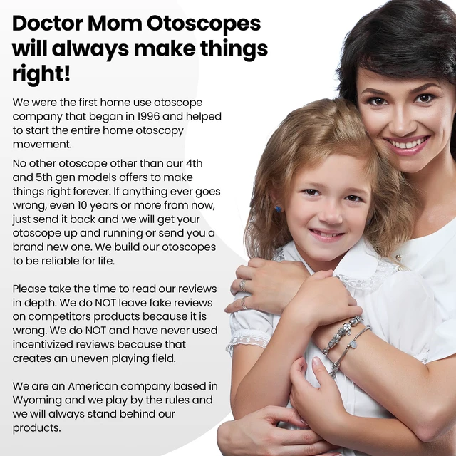 Alt view image 7 of 7 - 5th Gen Dr Mom Professional Otoscope - Full-Size with Our Largest Lens, Complete with Batteries and Hard Travel Case