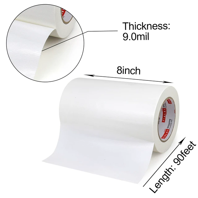 Alt view image 2 of 7 - Wide Duct Tape, Industrial Grade 30Yards (90 ft) Wide 8'' Tape Duct, 9 Mil Heavy-Duty, Waterproof, Strong, Flexible, No Residue, for Crafts & Home Improvement (White, 8'' x 90ft)