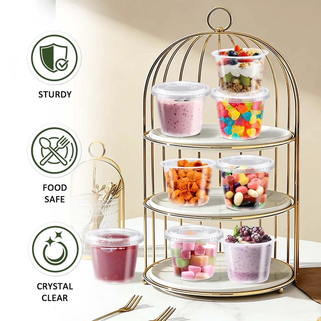 Alt view image 5 of 7 - 360 Pack 5.5 oz Condiment Cups with Lids, Disposable Jello Cups Clear Plastic Jello Shot Cups with Lids, Small Portion Souffle Cups for Dipping Sauce, Salad Dressing, Jello & Takeout