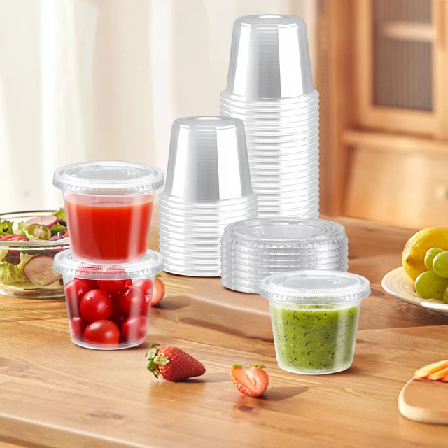 Alt view image 6 of 7 - 360 Pack 5.5 oz Condiment Cups with Lids, Disposable Jello Cups Clear Plastic Jello Shot Cups with Lids, Small Portion Souffle Cups for Dipping Sauce, Salad Dressing, Jello & Takeout