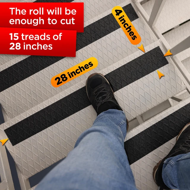 Alt view image 3 of 6 - Grip Tape - Heavy Duty Anti Slip Tape with Aggresive Adhesion for Irregular or Textured Surfaces Outdoor/Indoor Waterproof 4Inch x 35Ft Safety Non Skid Roll