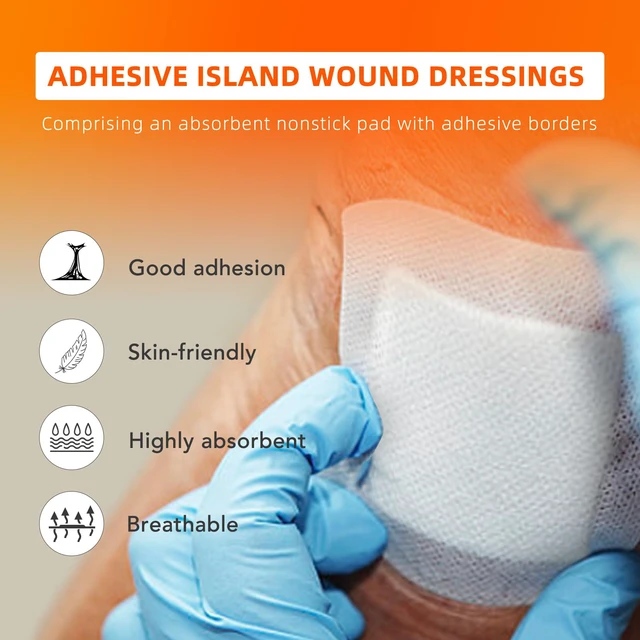 Alt view image 4 of 7 - Island Dressing 6"x6" 30ct Sterile Bordered Gauze Pads Wound Care Sterile Individually Wrapped packs,Highly Absorbent Adhesive Dressing Pad,Bordered Gauze With Adhesive Border,Island Bandages