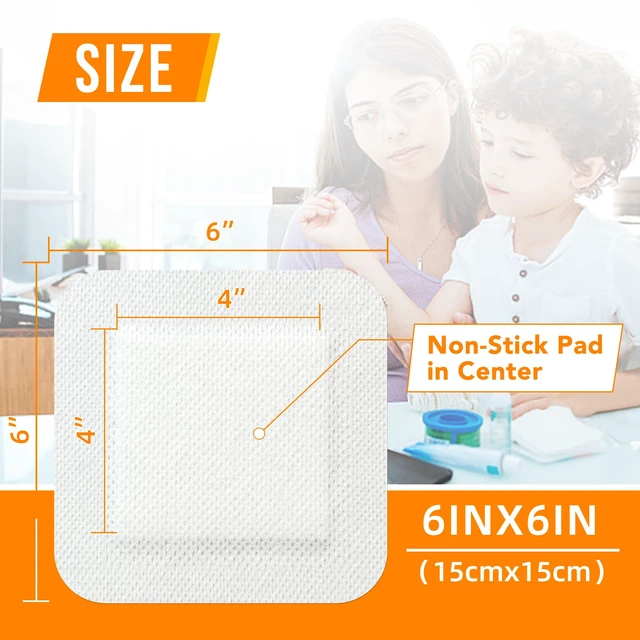 Alt view image 2 of 7 - Island Dressing 6"x6" 30ct Sterile Bordered Gauze Pads Wound Care Sterile Individually Wrapped packs,Highly Absorbent Adhesive Dressing Pad,Bordered Gauze With Adhesive Border,Island Bandages