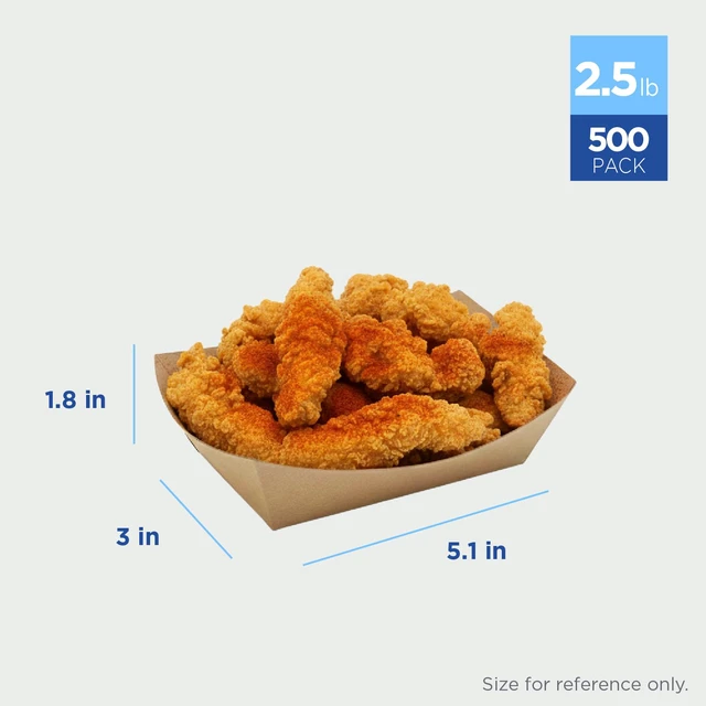 Alt view image 2 of 7 - FP-FT250K Kraft Paper Food Serving Tray, 2.5lb Capacity, for Appetizer, Fried Meals, Chicken Wings, Pack of 500