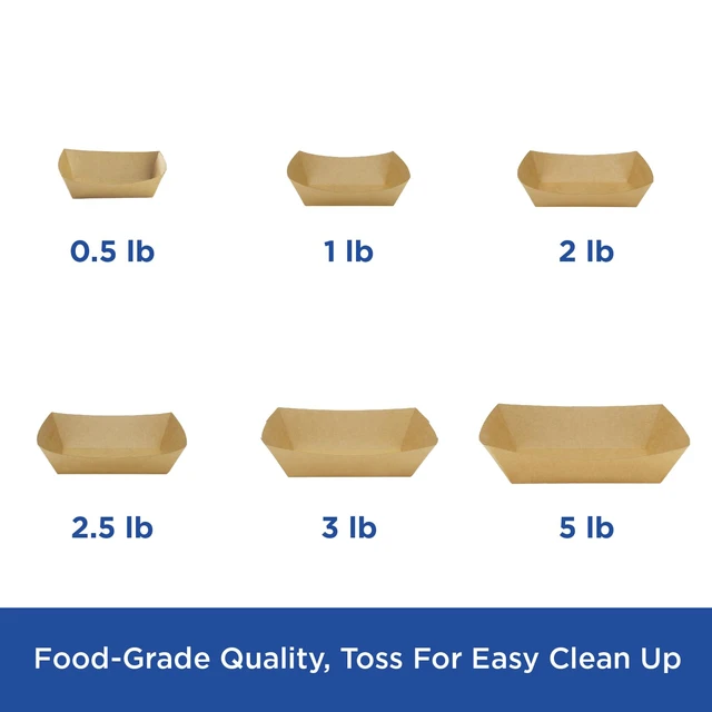 Alt view image 6 of 7 - FP-FT250K Kraft Paper Food Serving Tray, 2.5lb Capacity, for Appetizer, Fried Meals, Chicken Wings, Pack of 500